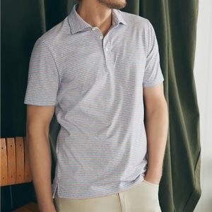 Men’s extra small Faherty polo. White, red, blue stripe.